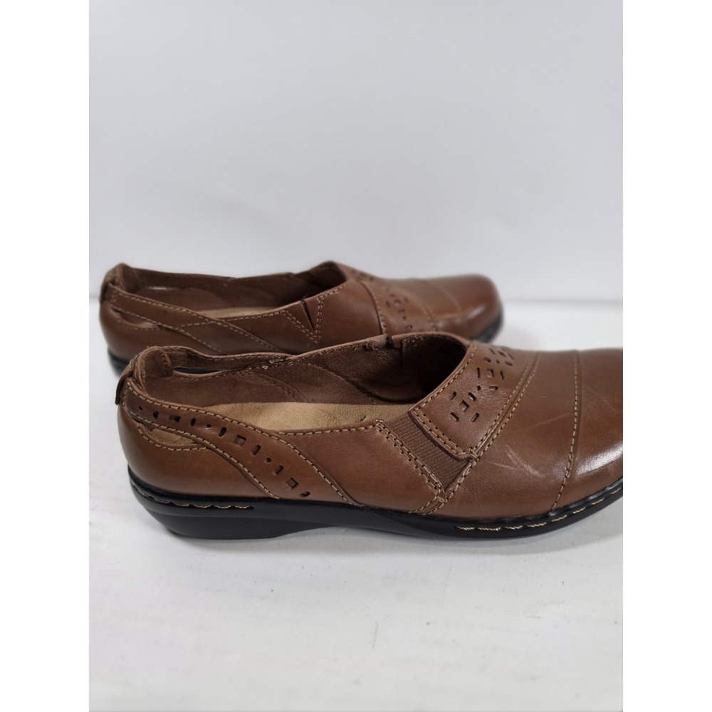 CLARKS Evianna Fig Women's Size 8.5 Brown Leather‎ Slip On Loafers Shoes